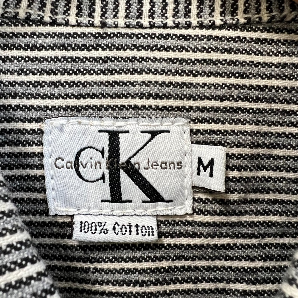 Calvin Klein Jeans Pinstripe Denim Vest Women's Size M‎ Trucker Style Sleeveless - Picture 3 of 12